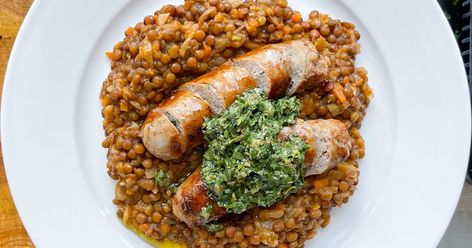 Lentils Recipes, Fennel Sausage, Kale Pesto, Midweek Meals, Green Sauce, Vegetable Puree, Lentil Recipes, Roasted Peppers, White Meat