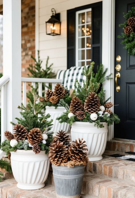 30 Ways To Cozy Up Your Porch With Winter Planters Front Porch Winter Decor, Winter Porch Ideas, Winter Porch Decorations, Outdoor Winter Decor, Winter Front Porch Decor, Winter Front Porch Ideas, Winter Porch Decor, Winter Planters, Winter Front Porch