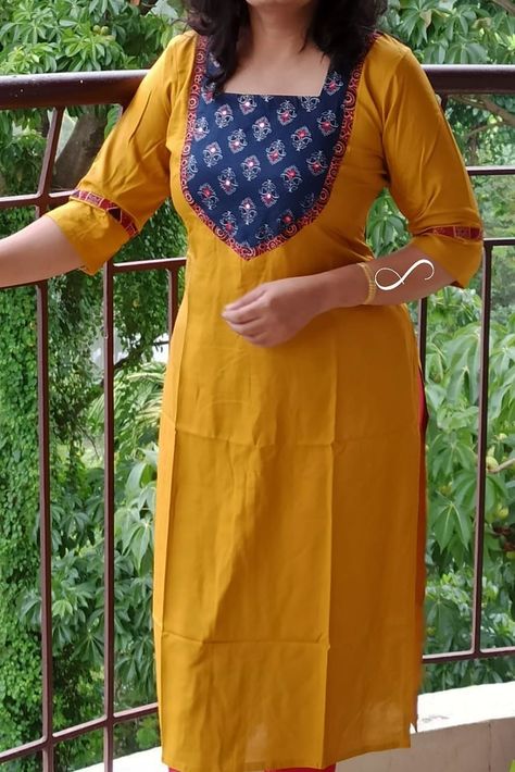 Jute Kurti Designs Latest, Angrakha Neck Design, Kurti With Yoke Pattern, Katha Stitch Kurti Design, Chudidar Neck Designs Latest Cotton, Sudithar Neck Design Cotton, Saree Kurti Designs Latest, Dress Neck Designs Latest Simple, Latest Kurti Neck Designs Pattern