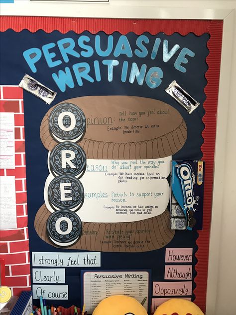 Persuasive writing OREO Persuasive Text Activities, Oreo Persuasive Writing, Teaching Persuasive Writing, Oreo Writing Anchor Chart, Vipers Reading, Persuasive Writing Ideas, Oreo Opinion Writing, Oreo Writing, Persuasive Writing Examples