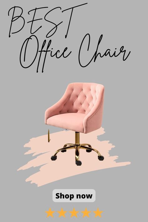 Velvet Fabric Pink Desk Chair for Home Office | Swivel Task Chair | Modern Design | Chairs for Bedroom Desk | Girls | for Women | Pink | Chairs For Bedroom Desk, Gold Office Chair, Pink Desk Chair, Pink Office Chair, Pink Velvet Chair, Fancy Chair, Girl Desk, Gold Office, Chair Design Modern