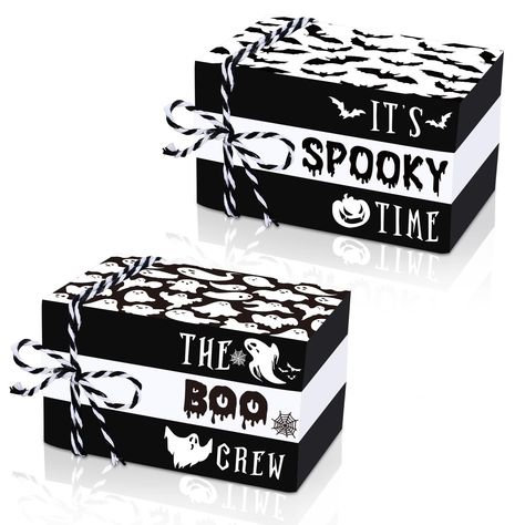 PRICES MAY VARY. What You Will Get - 2 sets Halloween wooden book stacks, 6pcs wood blocks are included in the package, decorated with 1pc hemp rope that make the table centerpieces more eye-catching and delicate. Halloween Design - Our wooden signs are designed with the shape of book stack, colored in black and white, printed with the words of It’s Spooky Time, The Boo Crew, classic and adorable. Durable Material - Made of good quality wood materials, our wooden signs are sturdy and hard to bre Diy Halloween Book Decor, Book Stacks Decor, Halloween Book Stack Diy, Wooden Book Stacks, Diy Halloween Books, Halloween Wood Book Stacks, Fall Mini Book Stacks, Wooden Halloween Signs, Wood Books