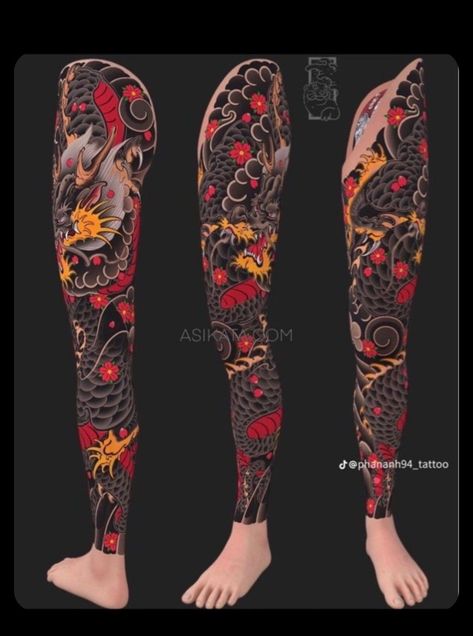 Dragon Tattoo Leg, Japanese Leg Tattoo, Shoulder Cap Tattoo, Traditional Japanese Tattoo Designs, Dragon Tattoo Sketch, Dragon Tattoos For Men, Japanese Legs, Full Leg Tattoos, Dragon Sleeve Tattoos