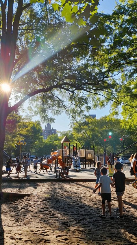 "Sunlit Playtime Fun: #KidsPlaying and families enjoy a vibrant playground atmosphere on a #SunnyDay under lush green trees. #FamilyFun #OutdoorActivities #NatureLovers #aiart #aiphoto #stockcake ⬇️ Download and 📝 Prompt 👉 https://stockcake.com/i/sunlit-playtime-fun_749919_758270". Playground Aesthetic, Fantasy Cars, Fun Image, Park Playground, Urban Fantasy, Cat Wallpaper, Green Trees, Children And Family, Lush Green