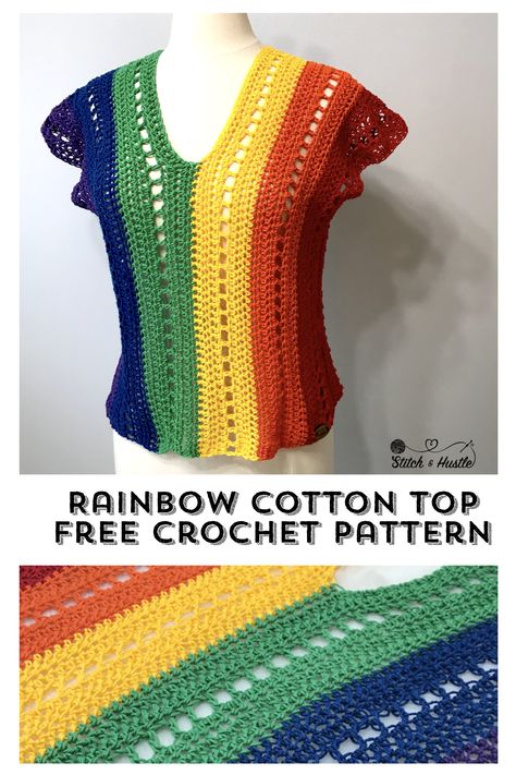 Riviera Tee Free Crochet Pattern Crochet Tee, Mode Crochet, Crochet Ladies Tops, Crochet Tops Free Patterns, Haken Baby, Crochet Jacket, Crochet Motifs, Crochet Shirt, Crochet Woman