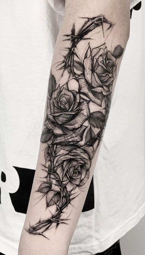 White Rose Tattoo, Unique Tattoos For Women, Sketch Style Tattoos, Petit Tattoo, Cool Arm Tattoos, Vine Tattoos, Tattoo Graphic, Tattoo Ideas Female, Tattoo Style Drawings