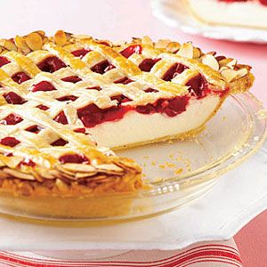 Cherry Cheesecake Pie. It's a combo of cherry pie and cheesecake....does it get any better than that? Cherry Cheesecake Pie, Cheesecake Pie Recipes, Cheesecake Pie, Cherry Cheesecake, Cherry Pie Filling, Pie Dessert, Yummy Sweets, Cheesecake Recipes, Pie Recipes