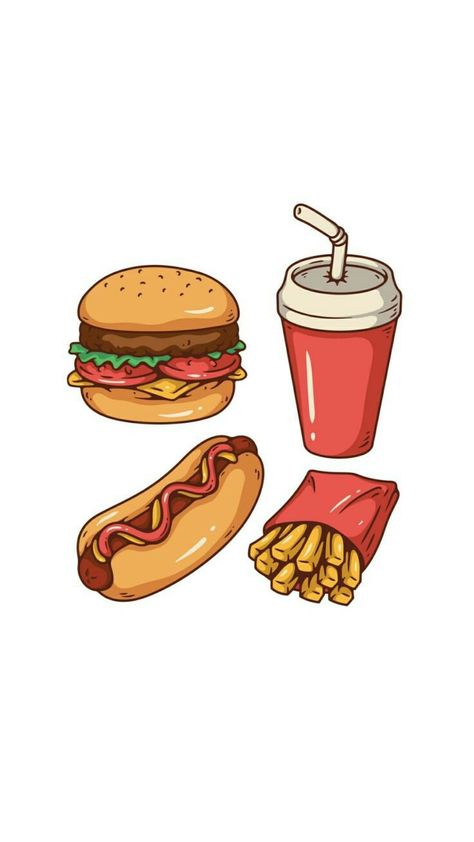 Cute Food Illustration, Burger Cartoon, Food Doodles, Food Sketch, Food Cartoon, Cute Food Drawings, Food Wallpaper, Food Poster Design, Food Illustration