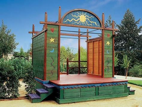 Outdoor Playhouse Plans, Luxury Playhouses, Play Structures For Kids, Outdoor Play Structures, California Backyard, Playhouse Plans, Patio Grande, Play Structures, Outdoor Stage