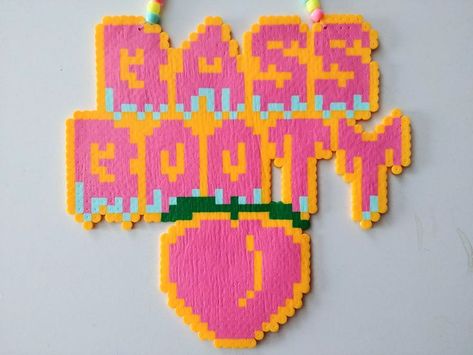 Perler Bead Patterns Kandi, Rave Perler Pattern, Rave Perler, Peach Emoji, Kandi Rave, Kandi Necklace, Rave Edm, Pokemon Perler Beads, Rave Babe