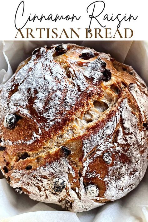 No Knead Artisan Bread, Easy Bread Recipe, Dutch Oven Bread, Cinnamon Raisin Bread, Artisan Bread Recipes, Raisin Bread, Dutch Oven Recipes, Cinnamon Raisin, No Knead Bread