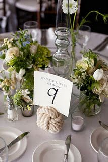 The nautical esq centerpiece reminded me of @Alli and @Genevieve Foley! I know you both love nautical themes :) Nautical Centerpiece, Nautical Table, Yacht Wedding, Nautical Knots, Table Number Holders, Cute Wedding Dress, Nautical Wedding, Fall Wedding Dresses, Wedding Table Numbers