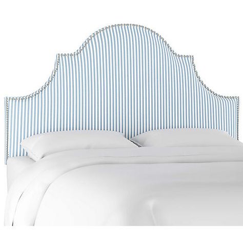 Furniture | One Kings Lane Support Aesthetic, Blue Headboard, Arched Headboard, Striped Bedding, Twin Headboard, Fabric Headboard, Standard Bed, Bed Back, Page One