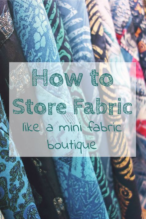 An inexpensive way to store fabric so it is all visible and looks like a miniature fabric store! How To Display Fabric Samples, Ways To Store Fabric, Storing Material Fabric Storage, Fabric Folding For Storage, Fabric Sample Storage, Fabric Storage Shelves Idy, Fabric Swatch Display, Fabric Store Displays, Bulk Fabric