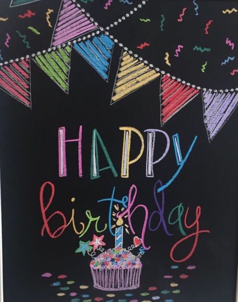 Happy Birthday Black Board Ideas, Chalk Happy Birthday, Chalk Birthday Art, Celebration Chalkboard Art, Chalkboard Birthday Art, Happy Birthday Chalkboard Art Easy, Happy Birthday Board Ideas, Happy Birthday Chalk Art, Chalkboard Art Birthday