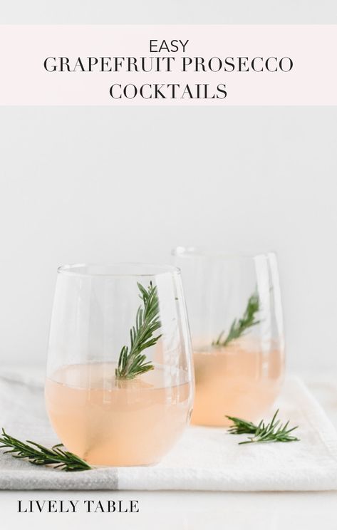 This pretty and easy grapefruit prosecco cocktail is a light and delicious drink! It's the perfect pink cocktail for sharing on Valentine's Day, Easter, bridal showers, and all of your spring brunches! (sponsored) #cocktails #grapefruit #prosecco #champagne #pink #shower #easter #valentinesday #galentinesday #rosemary Grapefruit Champagne Cocktail, Vespa Bar, Prosecco Party, Prosecco Drinks, Strawberry Banana Milkshake, Drinks Soda, Grapefruit Cocktail, Champagne Cocktails, Prosecco Cocktails