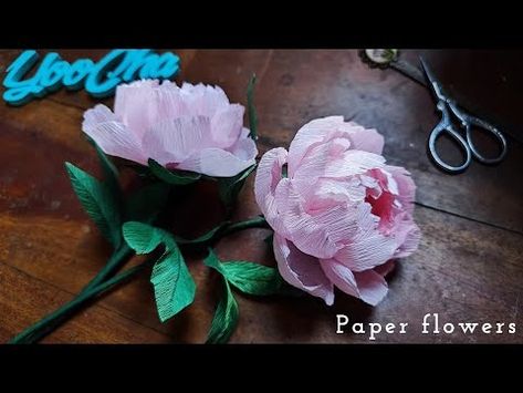 How to make peonies with paper crepe easy /DIY paper flowers/real sound - YouTube Paper Peony Diy, Peony Diy, Paper Peonies Tutorial, Crepe Paper Flowers Tutorial, Flowers Paper Craft, Crepe Paper Crafts, Crepe Paper Flowers Diy, Paper Flowers Diy Easy, Diy Paper Flowers