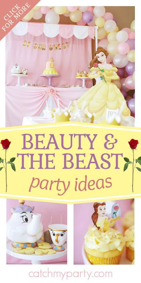 Don't miss this magical Beauty and the Beast birthday party! The cupcake sare so impressive! See more party ideas and share yours at CatchMyParty.com Belle Party Ideas, Beauty And The Beast Cake Birthdays, Princess Belle Party, Mrs Potts And Chip, Belle Birthday Party, Beauty And Beast Birthday, Beauty And The Beast Birthday, Belle Cake, Beauty And The Beast Theme