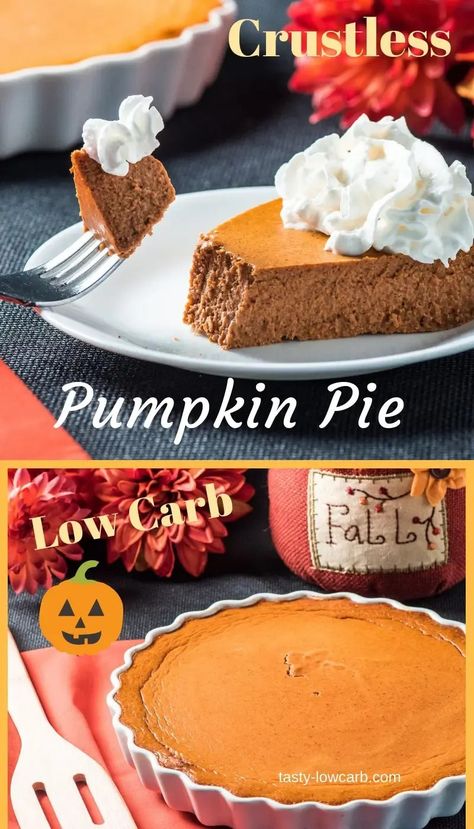 No Crust Pumpkin Pie, Low Carb Pumpkin Pie, Crustless Pumpkin Pie, Baked Breakfast Recipes, Low Carb Muffins, Tart Baking, Low Carb Dessert, Calorie Recipes, Pumpkin Pie Filling