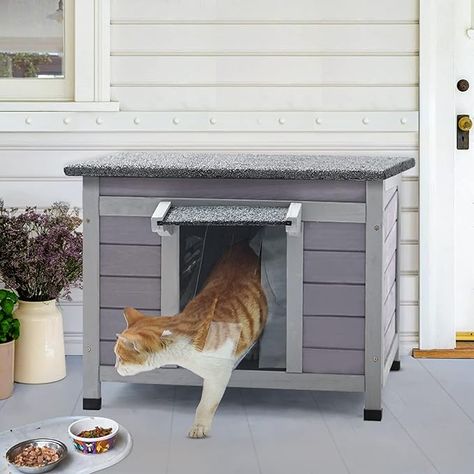 Cat Shelters For Winter, Heated Cat House, Feral Cat Shelter, Feral Cat House, Wooden Cat House, Cat Houses Indoor, Indoor Rabbit, Outdoor Cat Enclosure, Feral Cat