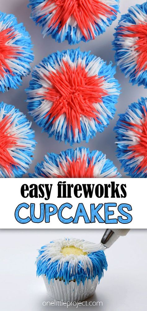 Red White And Blue Cupcakes, White And Blue Cupcakes, 4th July Food, Patriotic Cake, Patriotic Cupcakes, Fourth Of July Cakes, 4th Of July Dessert, Usa Eagle, Decorated Cupcakes