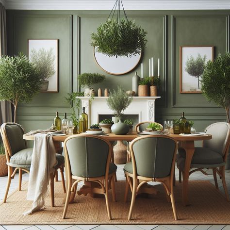 Green And Brown Dining Room, Dining Room Ideas Green, Terracotta Dining Room, Sage Green Dining Room, Front Room Dining Room, Dining Table Green, Ideas Comedor, Cream Dining Room, Dining Room Green