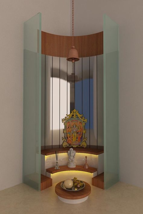 Browse images of  space designs: pooja room. Find the best photos for ideas & inspiration to create your perfect home. Pooja Room Designs, Temple Room, Mandir Design, Temple Design For Home, Indian Interiors, Indian Home Interior, Pooja Room Door Design, Pooja Room Design, Room Door Design