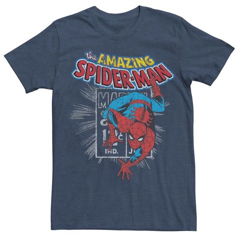 Any Marvel fan will love wearing this Men's Marvel Comics Retro Spider-Man Stamp Graphic Tee.CrewneckShort sleevesFABRIC & CARECotton, polyesterMachine washImported Size: XXL. Color: Navy. Gender: male. Age Group: adult. Png Graphic Tees, Mens Outfits Blue, Tops Men, Cool Graphic Tees Men, 80s Graphic Tees Vintage, Comic Shirt, Male Graphic Tees, Cool Graphic Tees Vintage, Graphic Tee Png