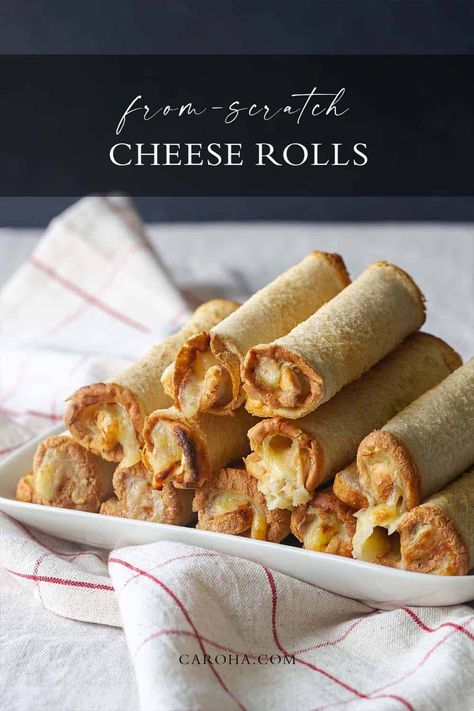 Cheese Roll Chai Hot Chocolate, Melted Cheese Sauce, Nz Christmas, Cheese Roll Recipe, Chai Spice Mix, Craving Chocolate, Cheesy Snack, Cheese Rolls, Bread Soft