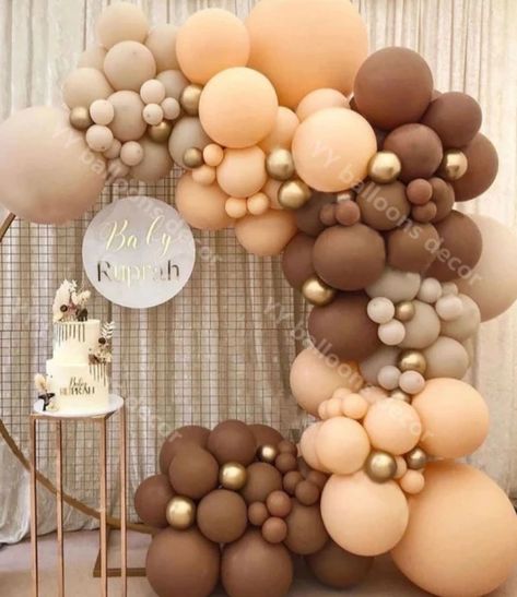 Brown Balloon Garland, Brown Baby Shower Ideas, Bear Baby Shower Theme, Baby Shower Deco, Anniversary Party Decorations, Birthday Ideas For Her, Birthday Dinner Party, Garland Arch, Retro Coffee