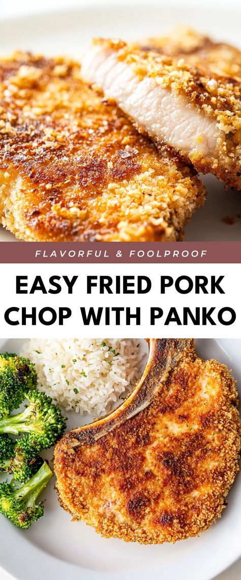 Image for Easy Fried Pork Chop with Panko Panko Pork Chops, Fried Pork Chop Recipes, Pork Cutlet, Fried Pork Chops, Pork Cutlets, Dinner Night, Fried Pork, Broccoli And Cheese, Pork Chop Recipes