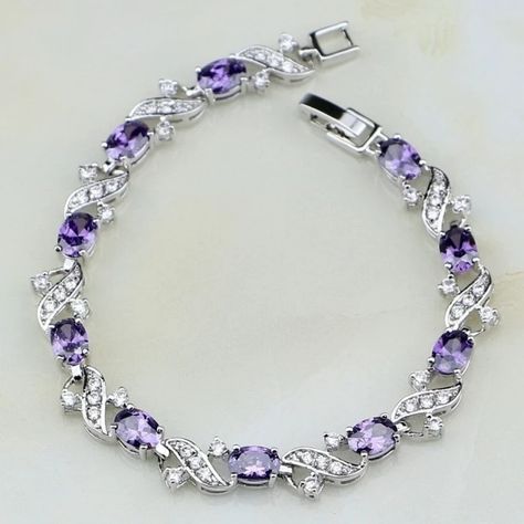 Classic Hot Sell Fashion Exquisite Mystic Colored Crystal Bracelets Charm Bride Engaged Wedding Jewelry Gift Mother's Day Gift _ - AliExpress Mobile Bracelets Collection, Princess Jewelry, Lip Colour, Minimalist Bracelet, Amethyst Bracelet, Bracelets For Women, Lovely Jewellery, Diy Creative, The Purple