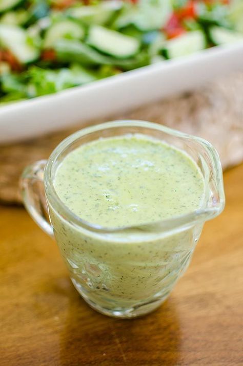 A vegan and creamy herbed tofu salad dressing with parsley, dill and silken tofu. | livinglou.com Tofu Salad Dressing, Tofu Dressing, Tofu Sauce, Diet Salad Recipes, Soft Tofu, Tofu Salad, Vegan Dressing, Herb Salad, Silken Tofu