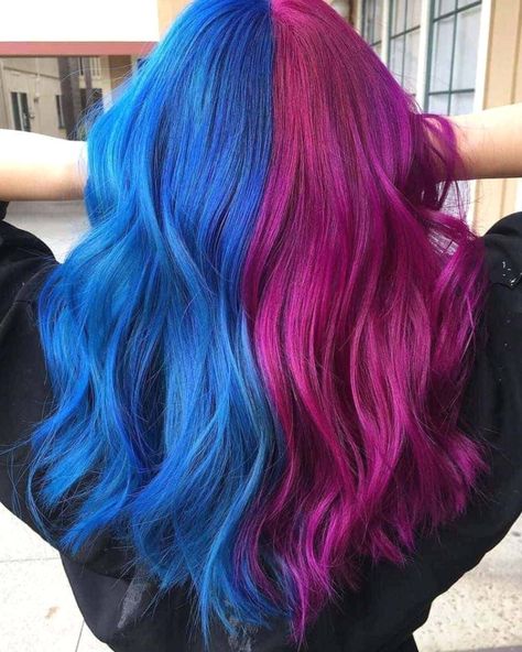 Split Hair Color, Half And Half Hair, Split Dye, Split Dyed Hair, Dye Hair, Split Hair, Pretty Hair Color, Bright Hair, Short Hair Color