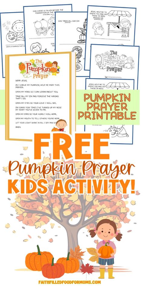 Grab this adorable Free Printable Pumpkin Prayer Activity Bible Lesson and enjoy carving your pumpkin using this Christian Pumpkin Poem with a fun pumpkin Bible lesson. This is a wonderful add on to your Christian Fall Activities! Simply print out before you go to the Pumpkin Patch, then when you come home to carve your pumpkin you can use this pumpkin parable printable. It's so FUN while teaching God's word. Pumpkin Patch Parable Activities, Pumpkin Parable Printable, The Pumpkin Prayer, Pumpkin Bible Lessons For Kids, Prayer Activity For Kids, Pumpkin Parable, Fall Sunday School Lessons, Christian Halloween Crafts, Pumpkin Prayer