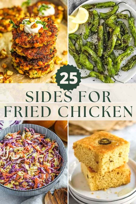 Searching for the Best Side Dishes for Fried Chicken? Check out our favorite fried chicken sides, including fluffy mashed potatoes, our famous fritters, and no-fuss flavor-packed veggies and salads. Fried Chicken Sides For Party, Best Sides For Fried Chicken, Side Dish For Fried Chicken, What To Serve With Fried Chicken, Fried Chicken Meals Sides Dinners, Sides To Go With Fried Chicken, Sides With Fried Chicken, Fried Chicken Meals Sides, Fried Chicken Sides Dishes Ideas