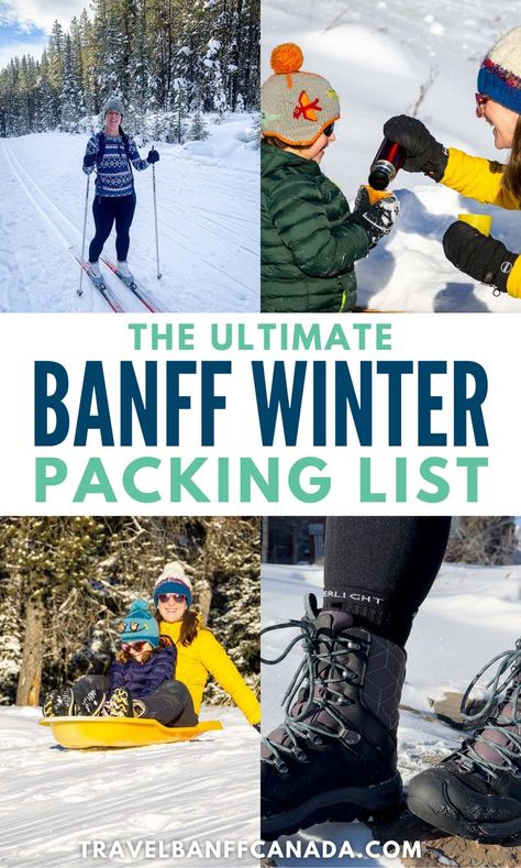 Get ready for an epic winter adventure in Banff with the ultimate Banff winter packing list! This guide has all the winter essentials for Banff to ensure you're cozy and prepared for every snow-covered moment. From thermal layers to must-have gear, discover what to pack for Banff in winter so you can focus on enjoying the breathtaking scenery and exciting activities. Banff Winter, Winter Packing List, Winter Packing, Winter Gear, Winter Adventure, Canadian Rockies, Banff National Park, Winter Essentials, What To Pack