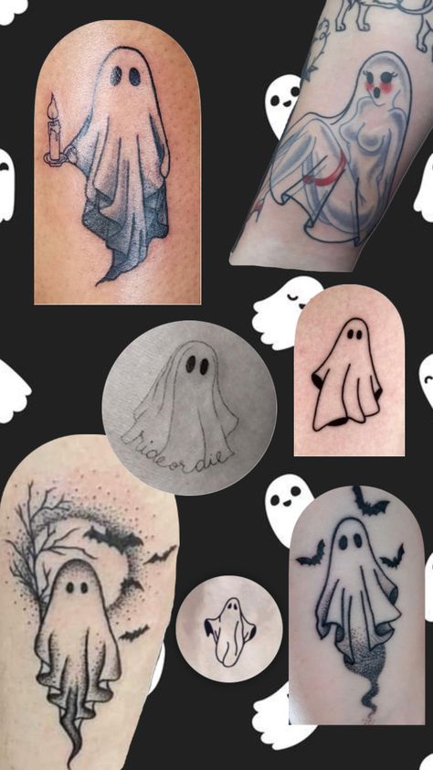 Bat And Ghost Tattoo, Ghost Heart Tattoo, Bats Tattoo Ideas, Ghost And Bat Tattoo, Halloween Ghost Tattoo Ideas, Tattoo Ideas Ghost, Bat Ghost Tattoo, Ghost Holding Pumpkin Tattoo, Misguided Ghosts Tattoo