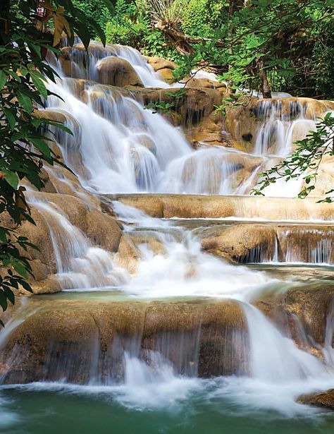 Dunns River Falls Jamaica, Jamaica Waterfalls, Dunns River Falls, Jamaica Pictures, Travel International, Ocho Rios Jamaica, Visit Jamaica, Caribbean Art, Vacation Goals