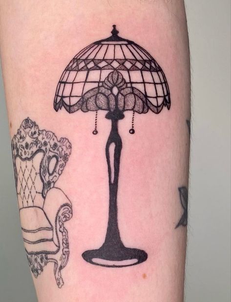 Vintage Lamp Tattoo, Flapper Tattoo, Furniture Tattoo, Mug Tattoo, Chair Tattoo, Barbie Tattoo, Lamp Tattoo, La Tattoo, S Chair