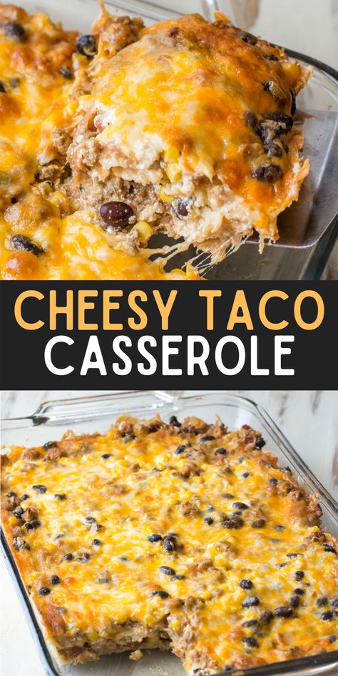 Layered Taco Casserole is a kid-friendly, gluten free casserole that is loaded with taco meat, beans and cheese! Gluten Free Casserole, Layered Taco, Easy Casserole Dishes, Gluten Free Tacos, Mexican Lasagna, Taco Casserole, Beef Casserole Recipes, Yummy Casseroles, Ground Beef Recipes For Dinner