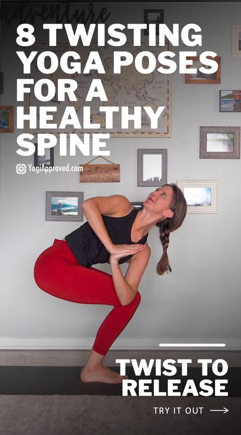 Yoga For The Spine, Spine Yoga Poses, Standing Twist Yoga Poses, Spine Lengthening Stretches, Twisting Yoga Sequence, Yoga Twists Sequence, Twist Yoga Sequence, Yoga Twists Poses, Twist Yoga Poses