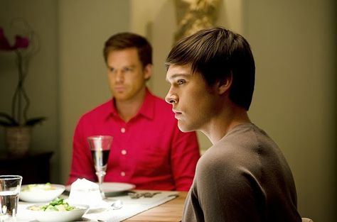 Michael C. Hall as Dexter Morgan and Sam Underwood as Zach Hamilton in Dexter Dexter Season 8, Dexter New Blood, Patrick Gibson, Michael C Hall, Brain Surgeon, Aimee Garcia, Are We There Yet, Dexter Morgan, Season 8