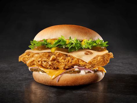 KFC Real Burger Jr. on Behance Kfc Burger, Real Burger, Fried Chicken Burger, Vegan Fast Food, Burger Restaurant, Food Menu Design, Wacom Tablet, Photography Product, Burger Recipes