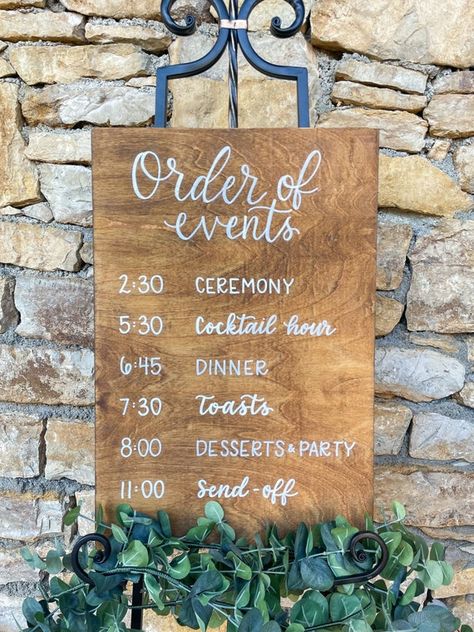 Rustic Wedding Timeline Sign, Wedding Schedule Sign, Wedding Events Timeline, Order Of Events Wedding Sign, Wedding Timeline Sign, Order Of Events Sign, Print Lettering, Order Of Events, Wedding Schedule