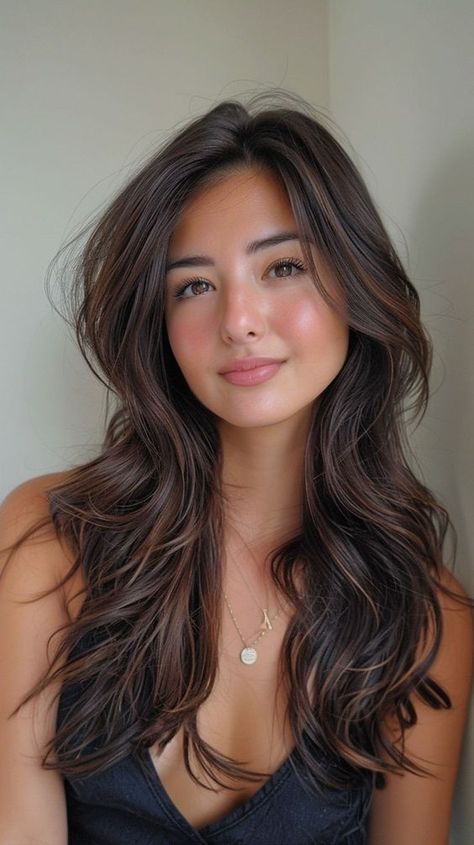 Hair Color Ideas For Indians, Indian Girl Hair Color, Hair Highlights For Black Hair, Indian Hair Highlights, Asian Hair Dye, Deer Woman, Dark Brunette Balayage Hair, Indian Hair Cuts, Haircut Inspo