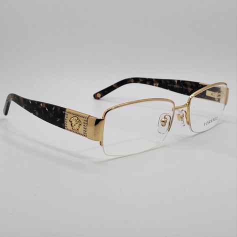 Versace Eyeglasses Demo Lenses On 100% Authentic Brand New, Never Been Used Comes With Box, Cleaning Cloth, And Authenticity Card Will Ship Asap! Gold Frame Glasses Outfit, Girly Glasses, Versace Glasses Frames Woman, Versace Glasses For Men, Versace Glasses Frames, Versace Sunglasses Women, Versace Women Sunglasses, Mens Eye Glasses, Glasses Frames Trendy