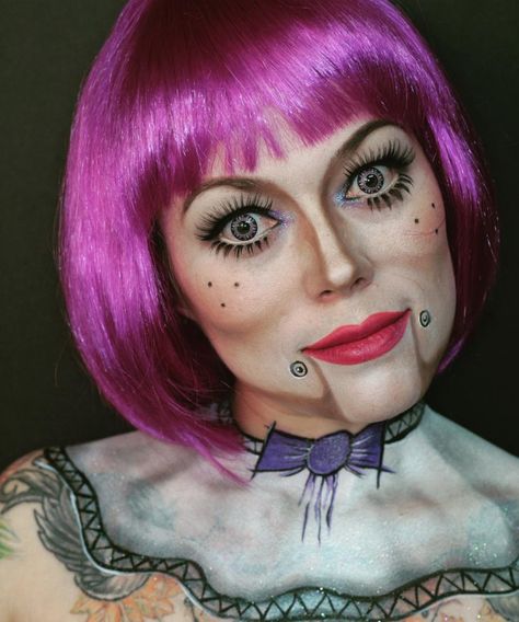 21+ Puppet Makeup Designs, Trends ... Ventriloquist Makeup, Marionette Costume, Puppet Makeup, Creepy Doll Makeup, Doll Makeup Halloween, Circus Makeup, Puppet Costume, Halloweenský Makeup, Make Up Designs