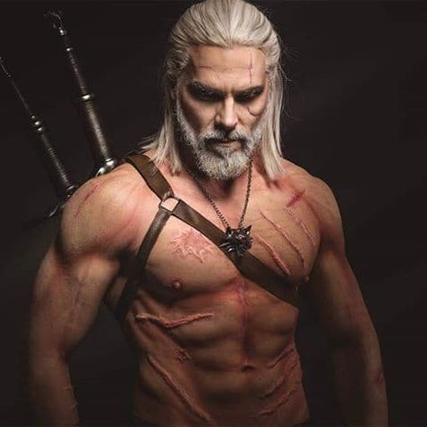 similar scars(claw marks) over torso and arms(faint as they are healed) Geralt Of Rivia Cosplay, God Of Life, Witcher 4, Cd Project Red, Magic Healing, Digital Fanart, Best Cosplay Ever, The Witcher Geralt, The Witcher Books