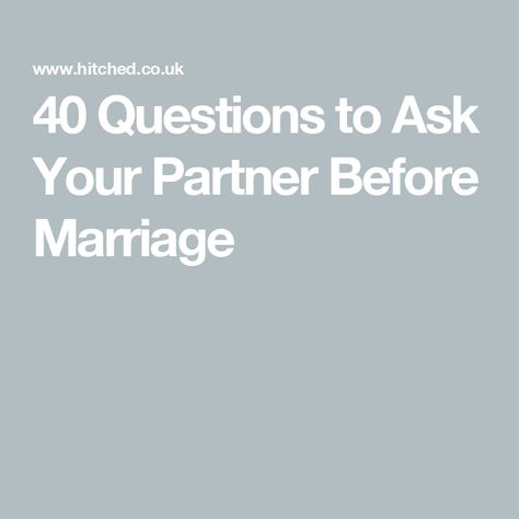 40 Questions to Ask Your Partner Before Marriage Premarital Questions, Premarital Counseling Questions, Questions To Know Someone, Hard Questions To Ask, Marriage Questions, 12 Questions To Ask, Date Night Questions, Questions To Ask Your Partner, 40 Questions